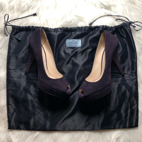 Prada Purple Suede PeepToe Platform Heel,Size-39(9 - Picture 2 of 15
